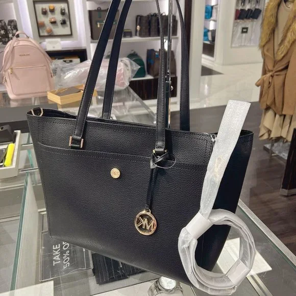 Michael Kors Maisie Large Pebbled Leather 3-in-1 Tote Bag Black Multi Gold - Picture 4 of 7